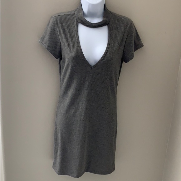 Comfy Grey Choker Dress - Picture 1 of 5